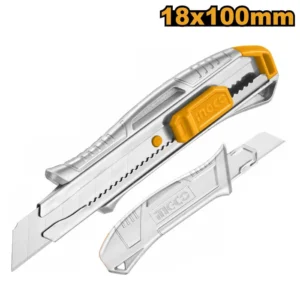 Cuchillo Cartonero Ingco Aluminio Pulsador Plano 18x100mm