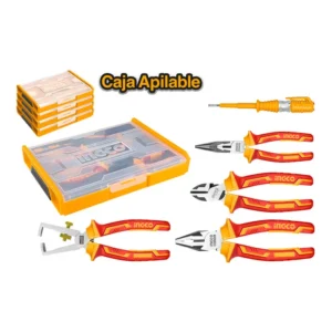 Set Ingco Herramientas Vde Industrial + Caja Organizadora 5 Pcs