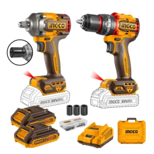 Set Ingco Taladro Bl Y Llave De Impacto Bl +2bat Y Carg Industrial 20v