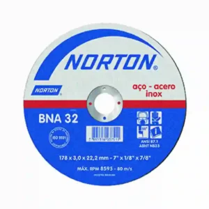Disco De Corte Norton Acero E Inox Bna12 115x1,6x22mm 4 1/2"