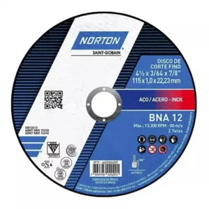 Disco De Corte Norton Acero E Inox Bna12 115x1x22mm 4 1/2"
