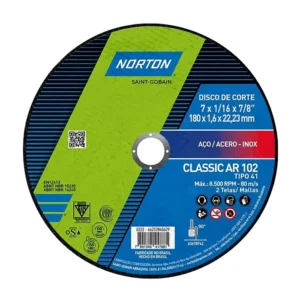 Disco De Corte Norton Acero E Inox Bna12 180x1,6x22mm 7"