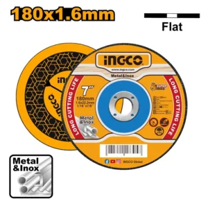 Disco De Corte Ingco Plano Para Metal E Inox 180x1,6x22mm 7"