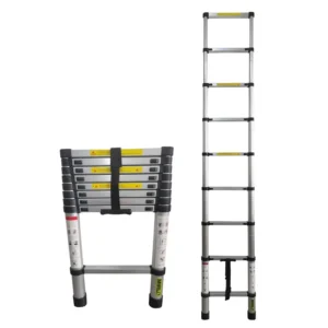 Escalera Telescopica Mirlo 8 PeldaÑos Plegable Aluminio 150kg 2,6m