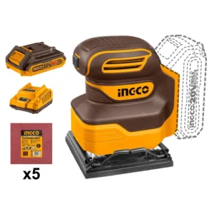 Lijadora Ingco Industrial + Batería 2.0Ah y Cargador 20V/110x100mm