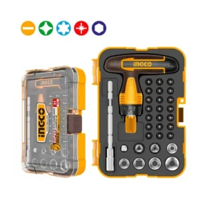 Set Destornillador Ingco En T Puntas Y Dados Ph/sl/pz/t/h 31 Piezas