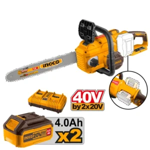 Motosierra Bl Ingco Industrial + 2 Bat 4ah Y Carg Rap Doble 40v/16"