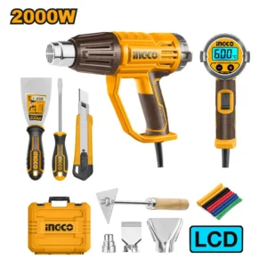Pistola De Calor Ingco Industrial Digital 50/600°c + Accesorios 2000w